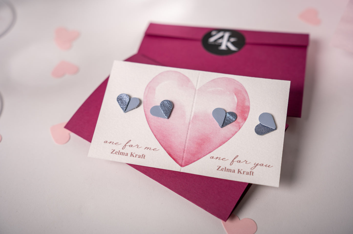 Серьги-сердечки Небесно-голубой