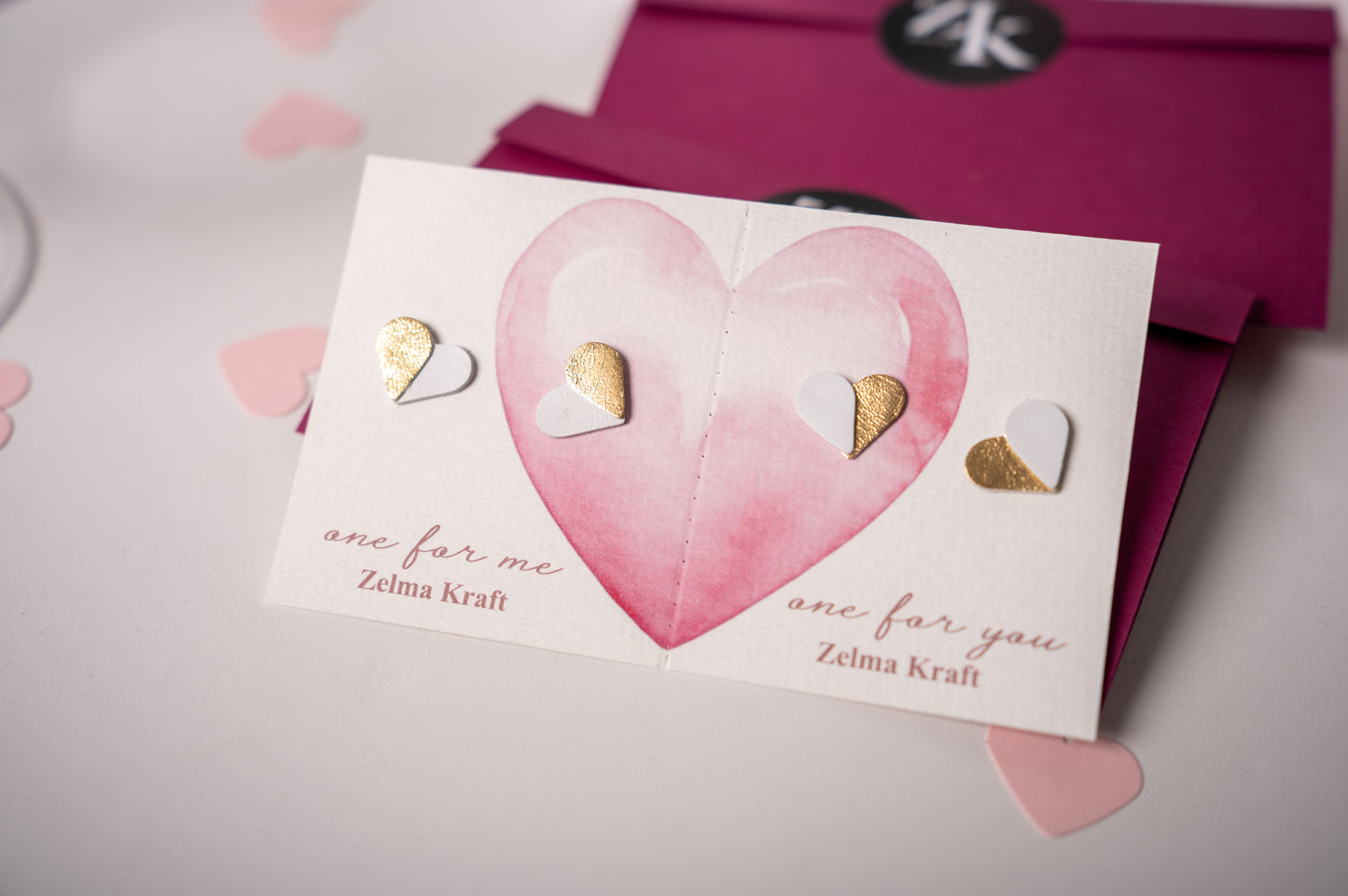 Серьги-сердечки Белое золото