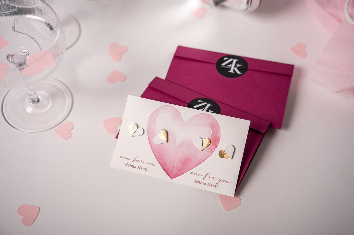 Серьги-сердечки Белое золото