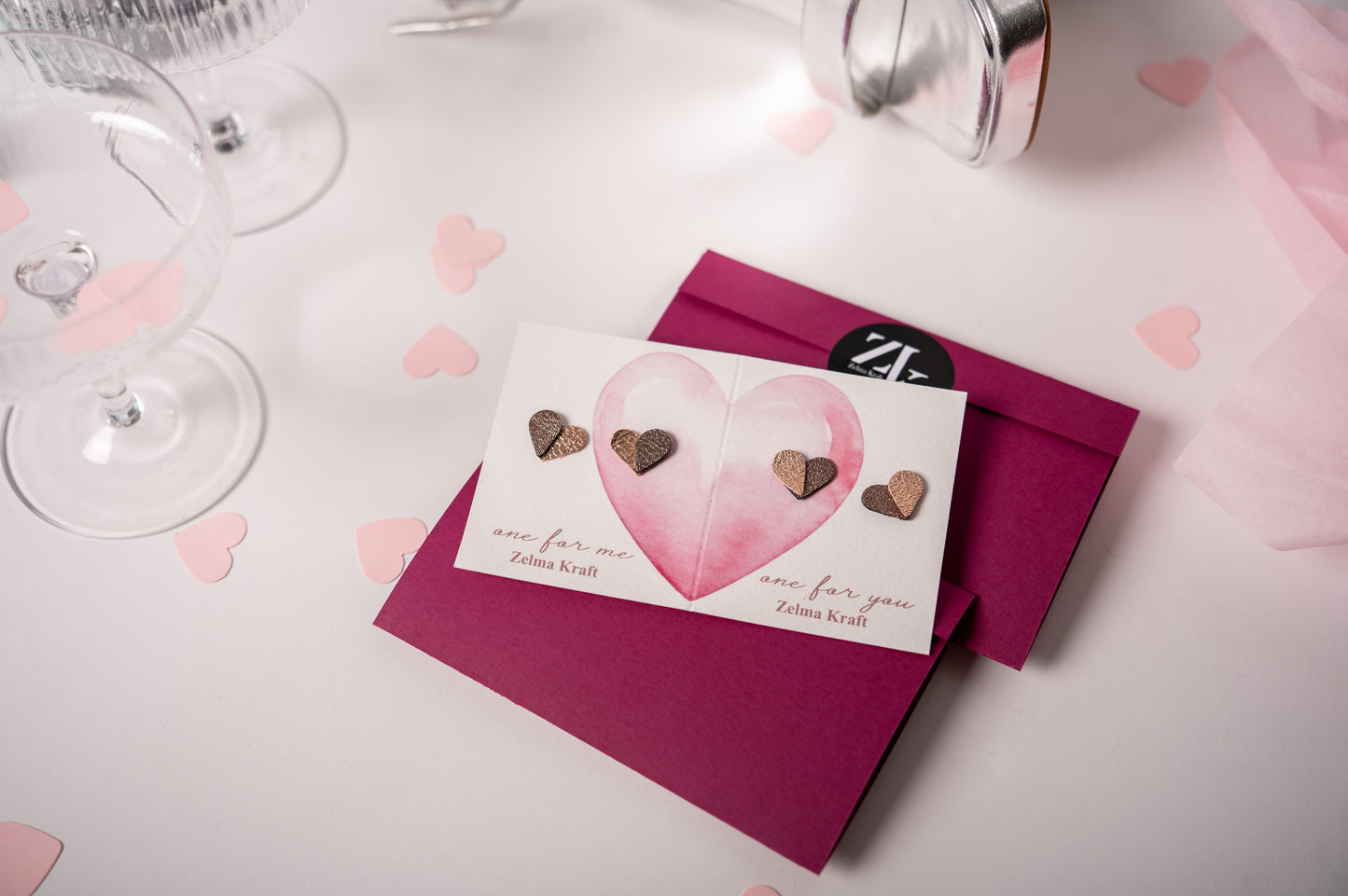 Heart earrings Rose gold