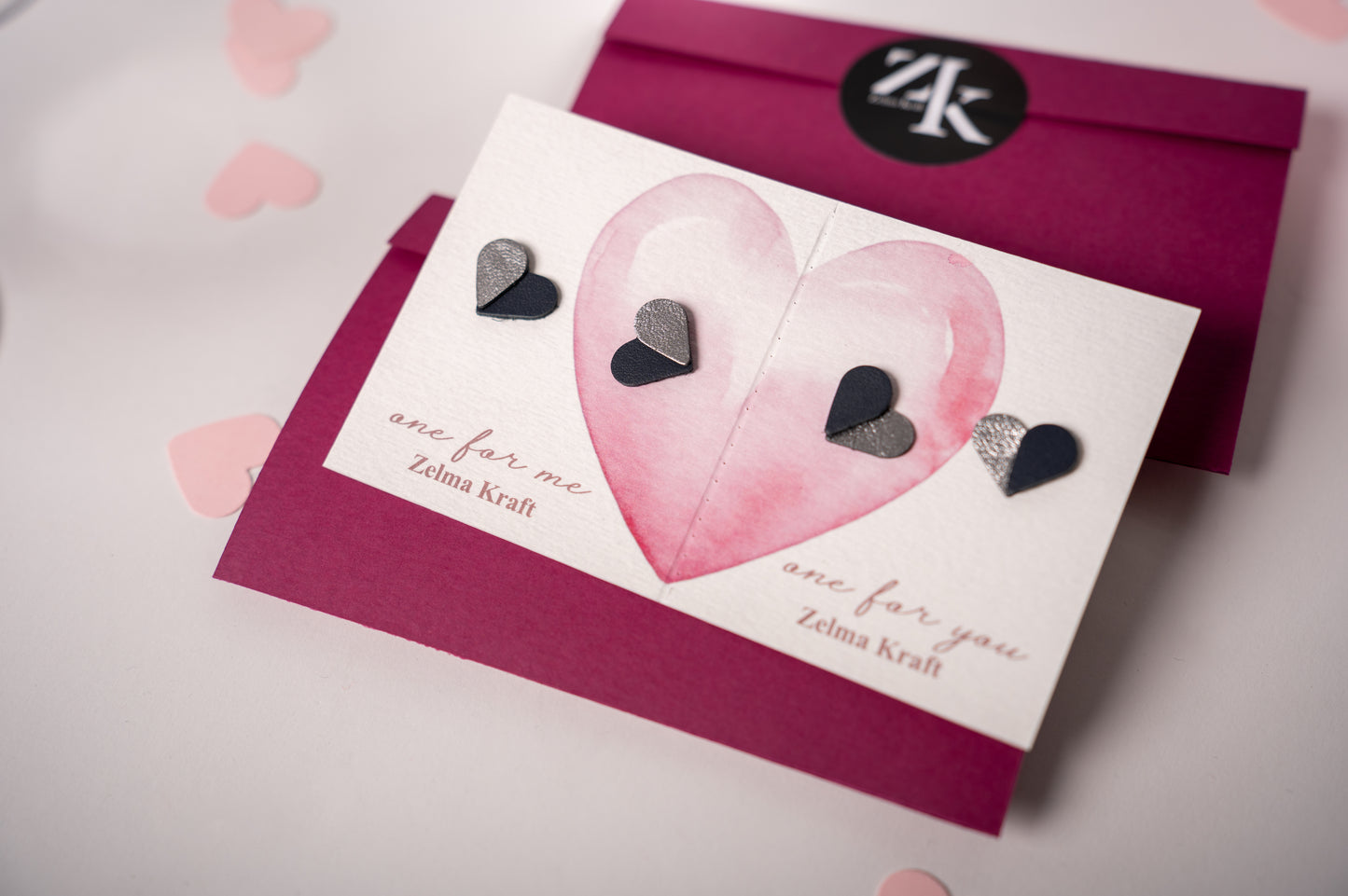 Серьги-сердечки Темно-синий