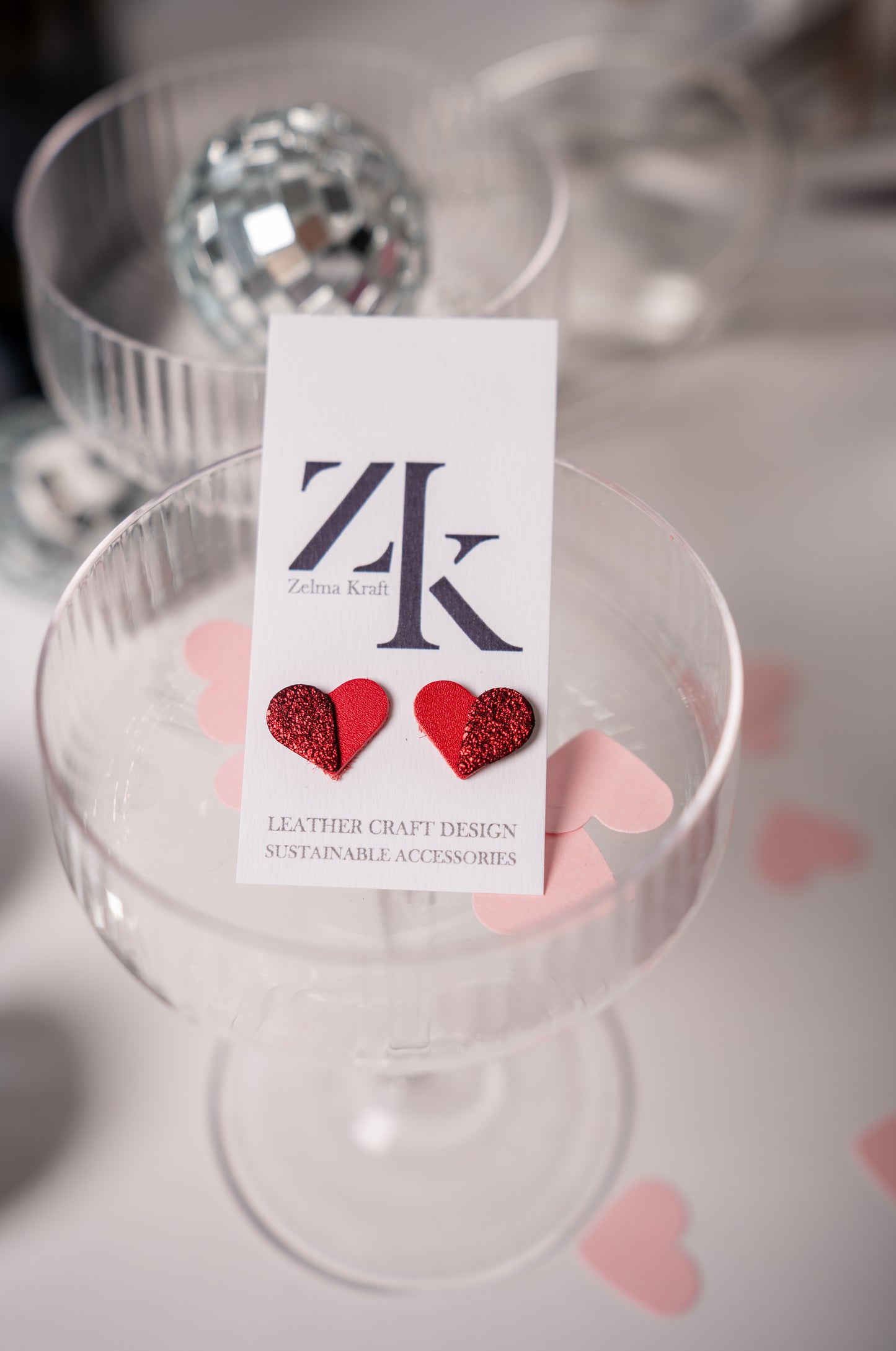 Heart earrings Red