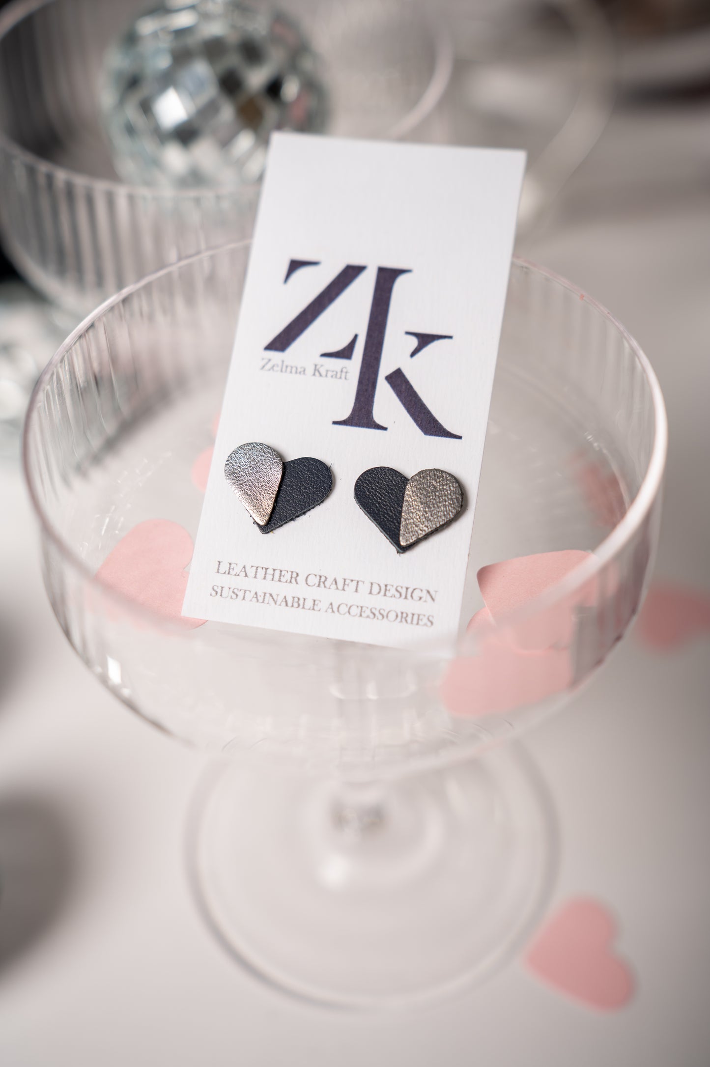 Серьги-сердечки Темно-синий