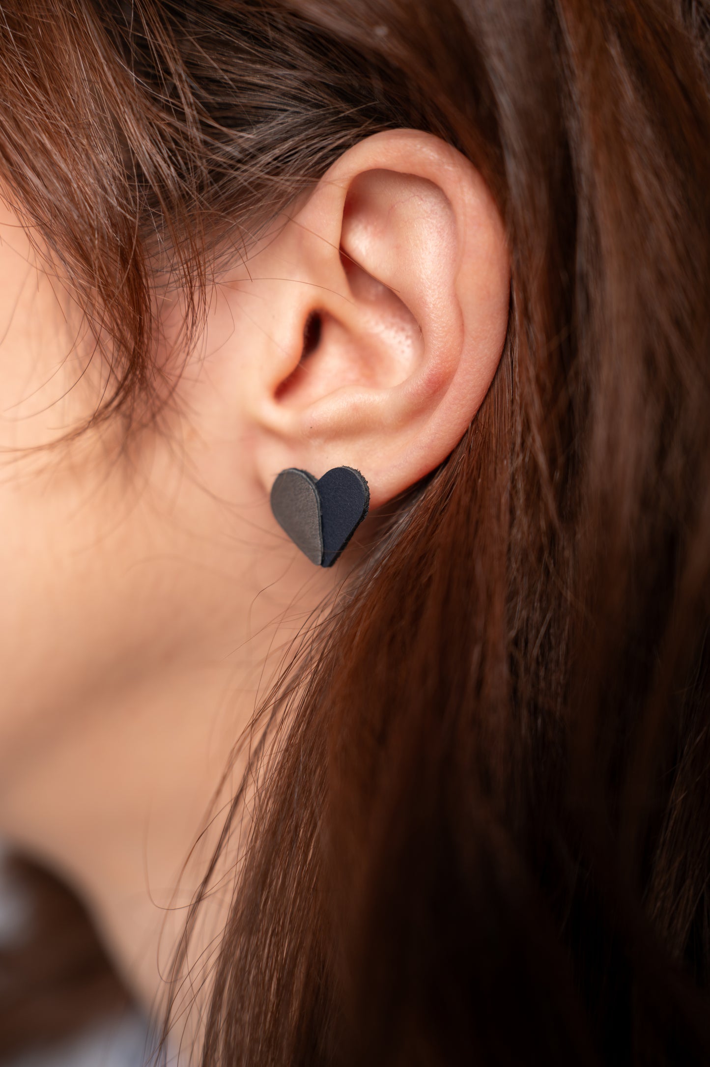 Серьги-сердечки Темно-синий