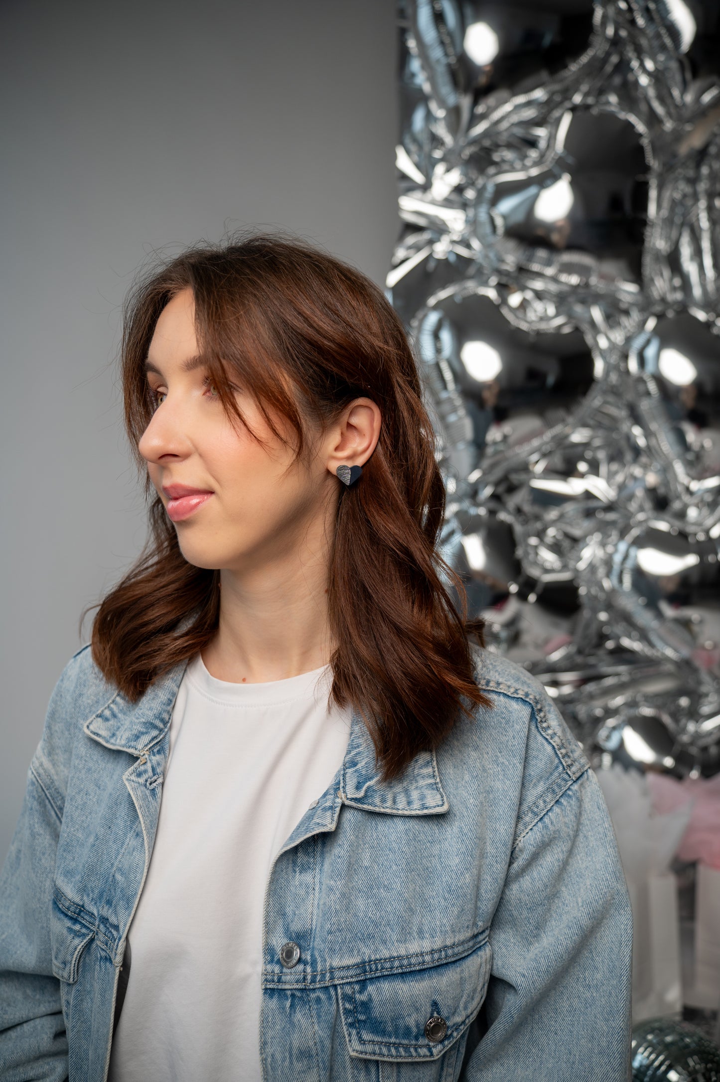 Серьги-сердечки Темно-синий