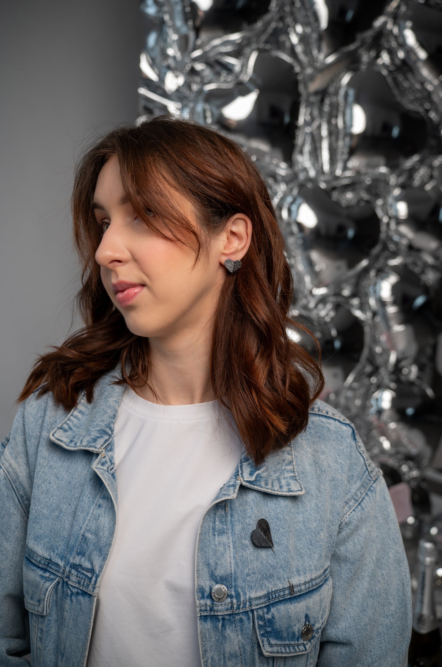 Heart earrings Shade of silver