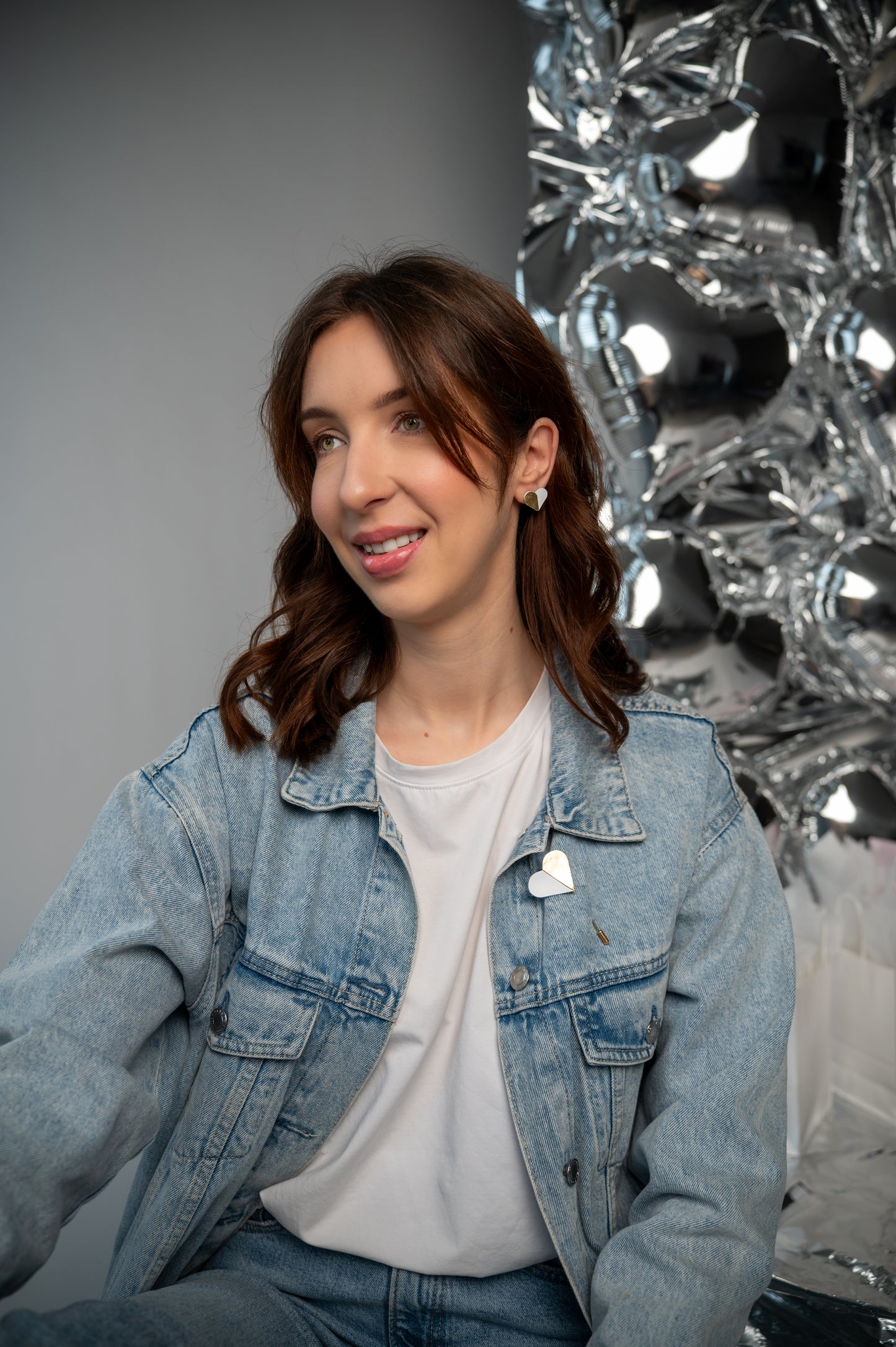 Серьги-сердечки Белое золото