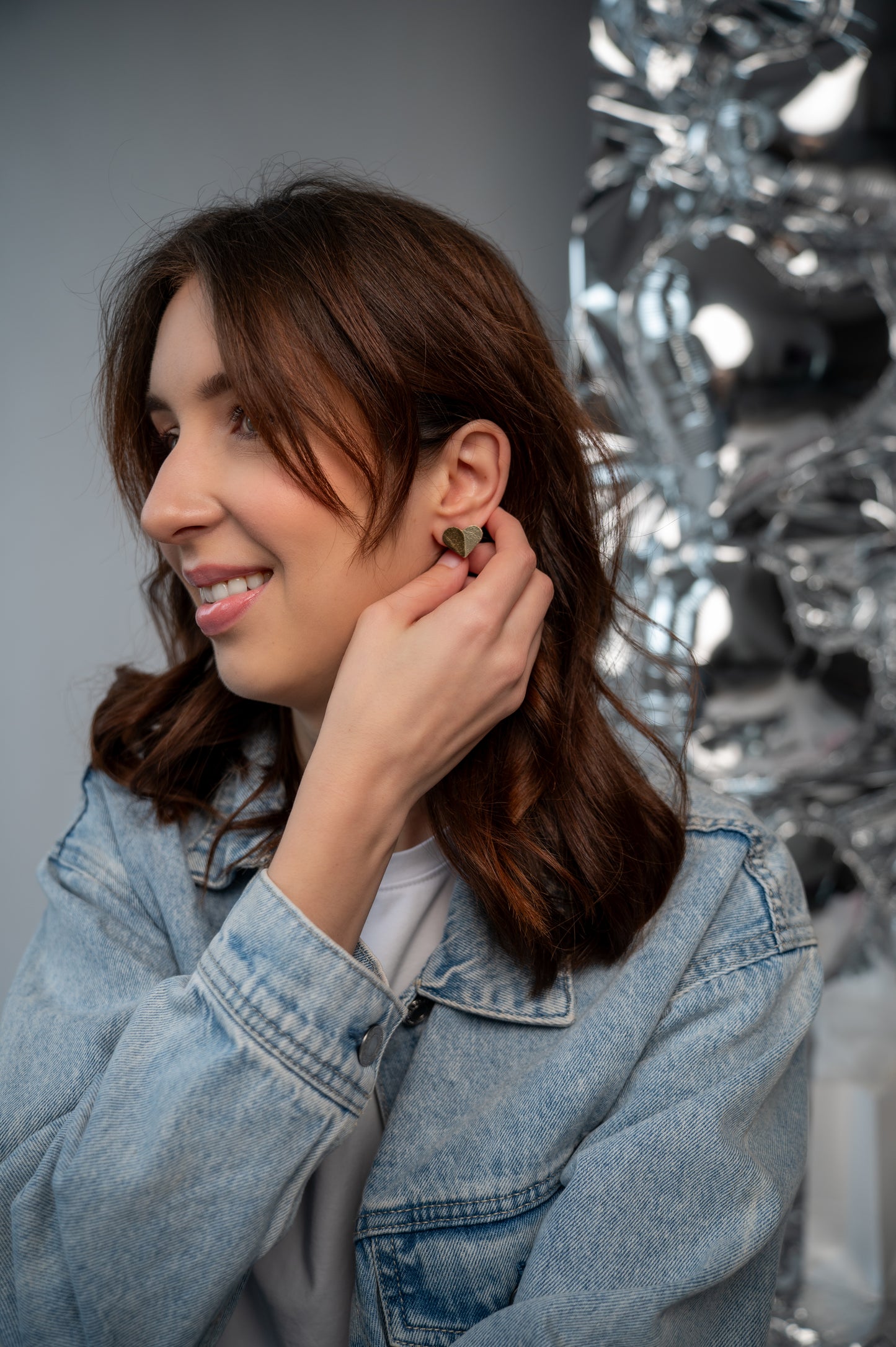 Серьги-сердечки Мох зеленый