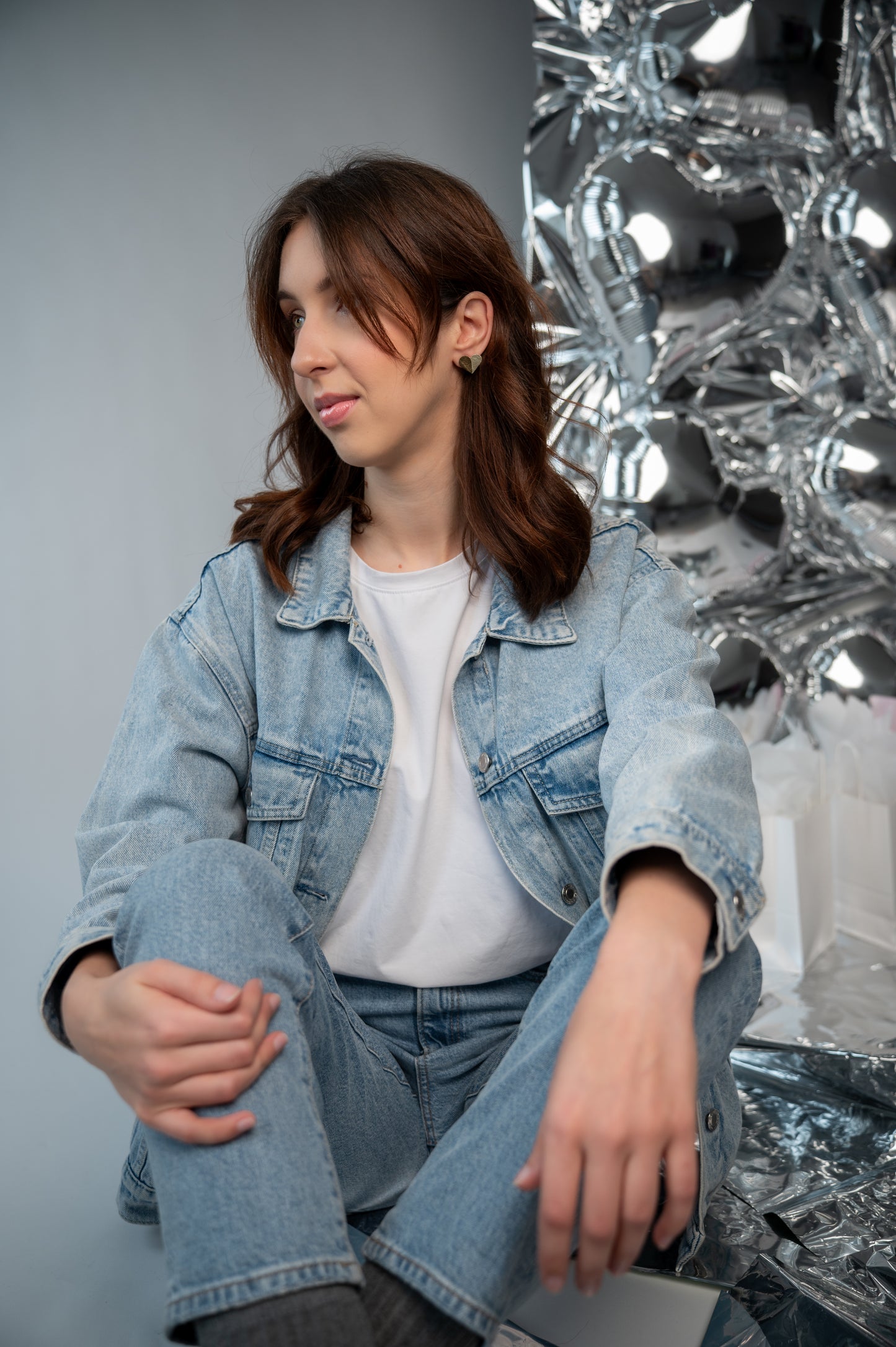 Серьги-сердечки Мох зеленый