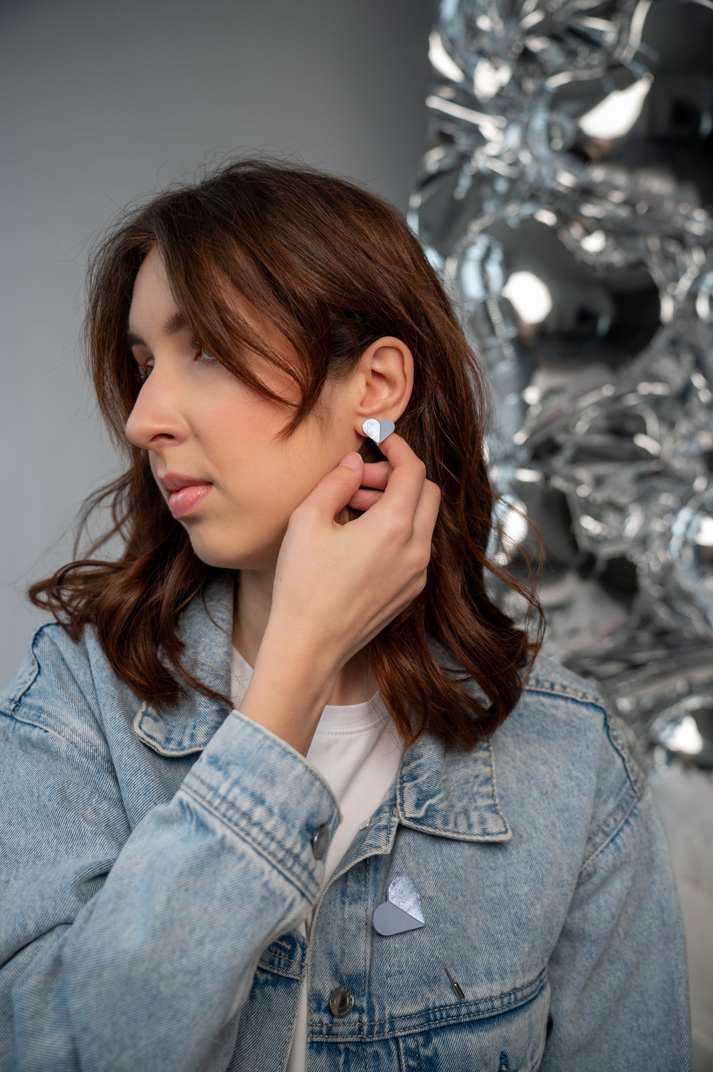 Серьги-сердечки Небесно-голубой