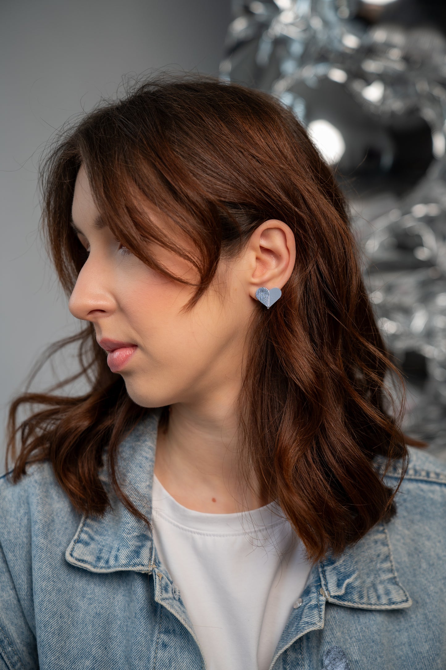 Серьги-сердечки Небесно-голубой