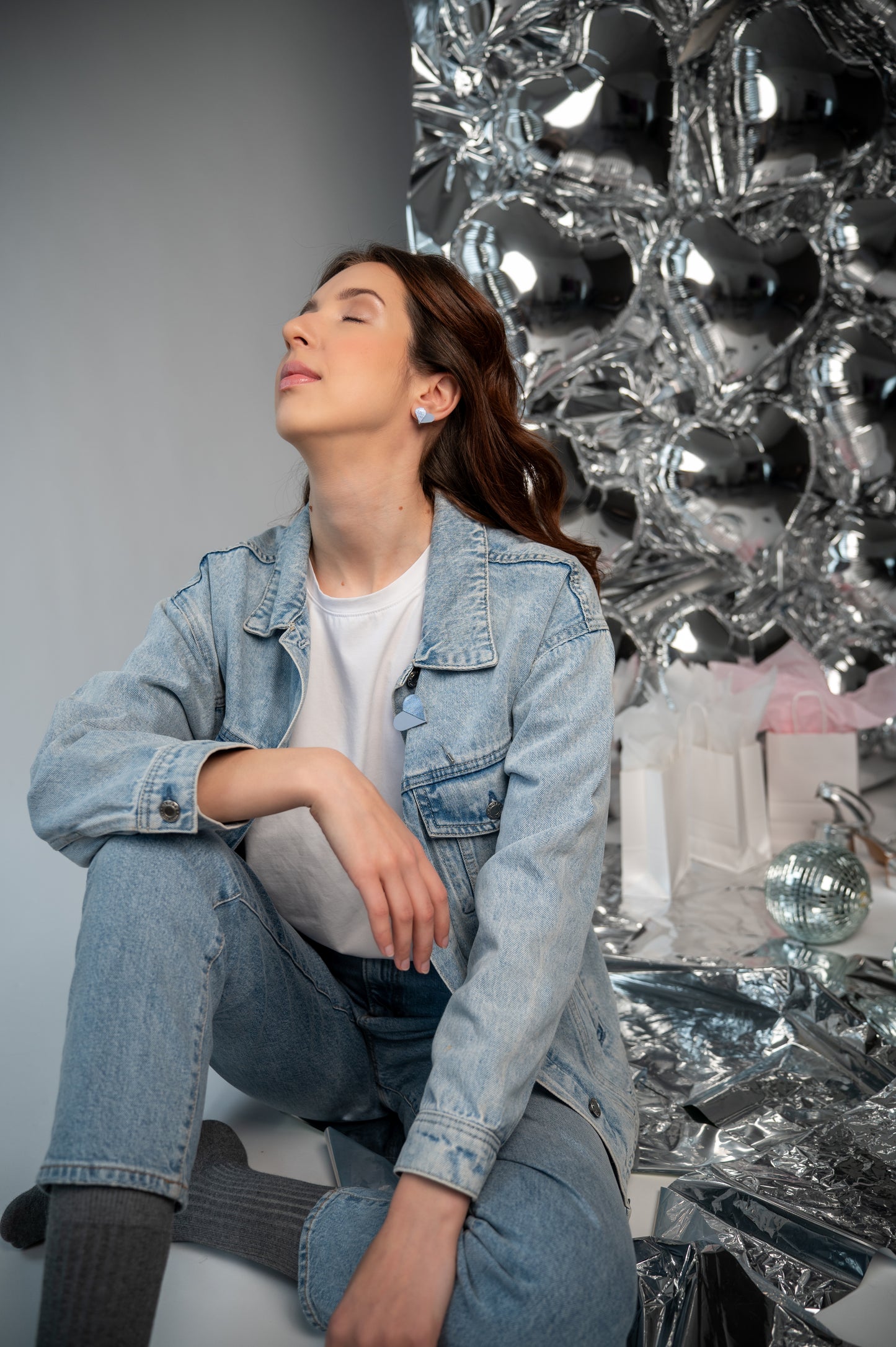 Серьги-сердечки Небесно-голубой