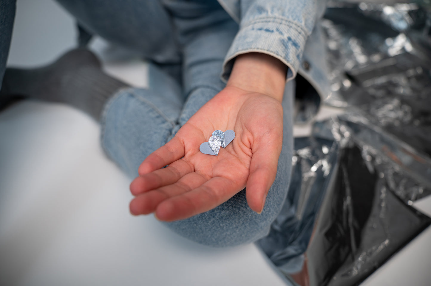 Серьги-сердечки Небесно-голубой