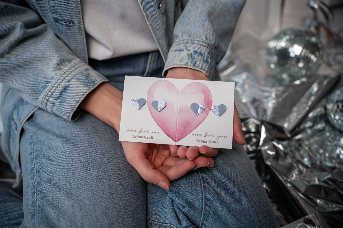 Серьги-сердечки Небесно-голубой