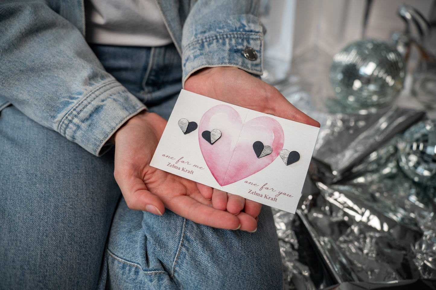 Серьги-сердечки Темно-синий