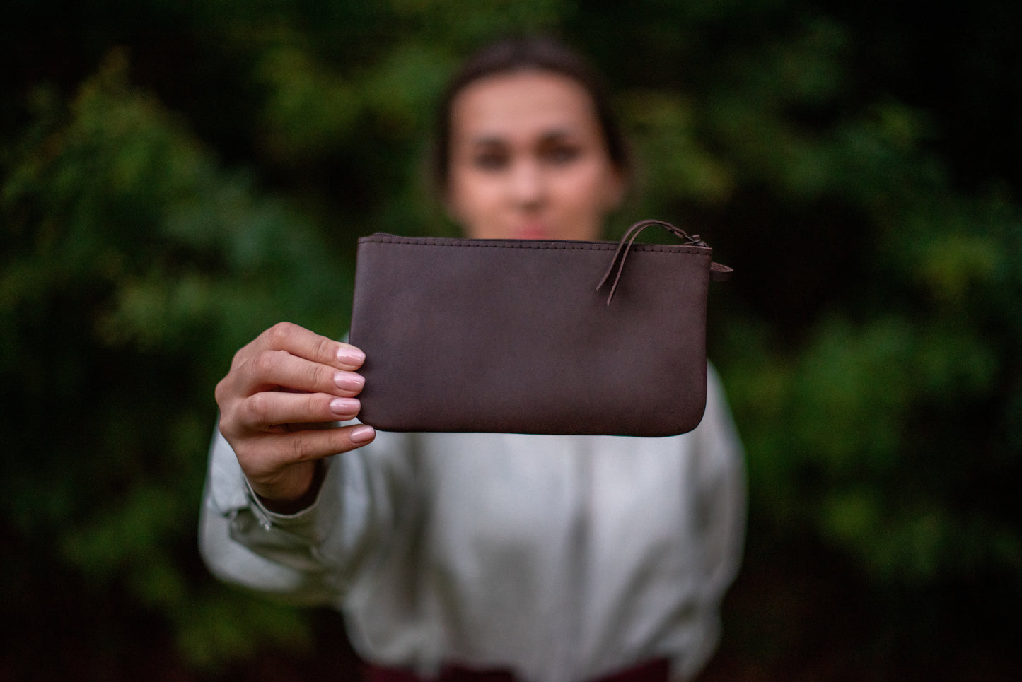 Vienas kabatas maks Tumši brūns