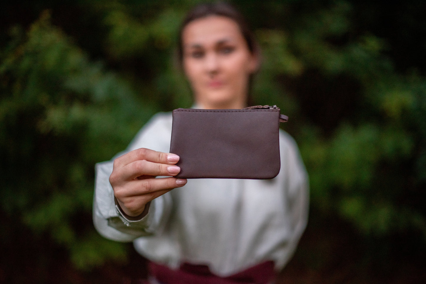 Vienas kabatas maks Tumši brūns