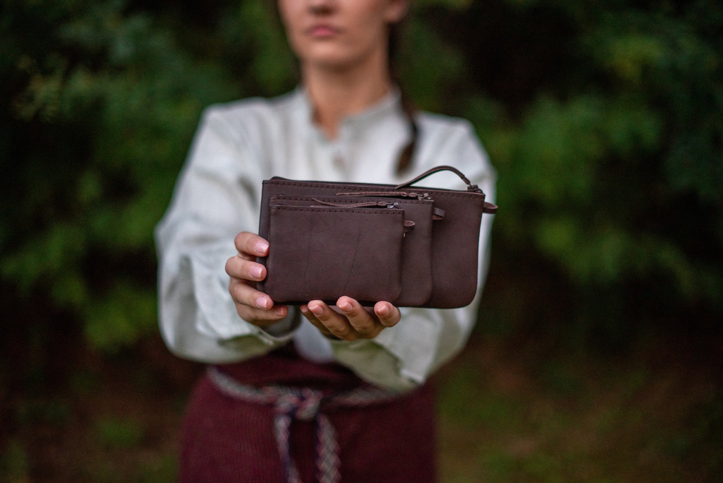 Vienas kabatas maks Tumši brūns