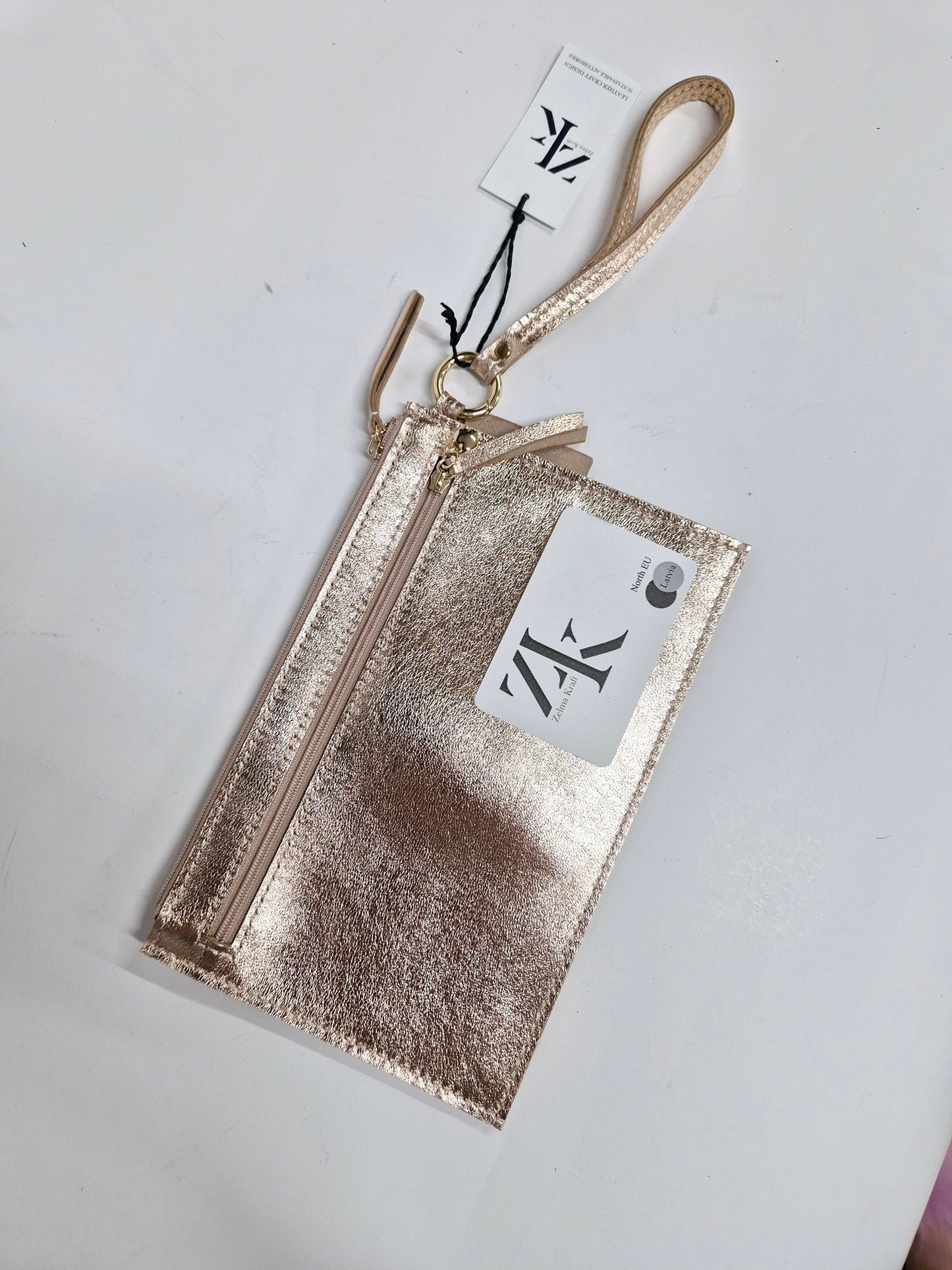 Wristlet wallet Metallic Peach