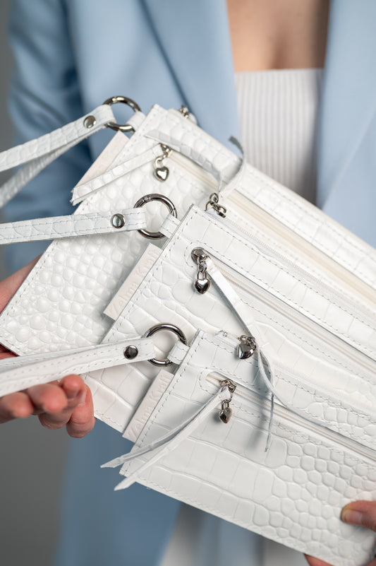 Кошелек с ремешком Белый крокодил