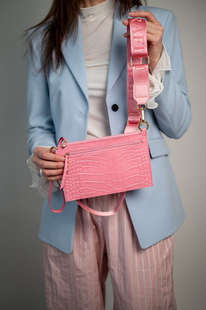 Wristlet wallet Pink crocodile