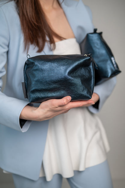 Cosmetic bag Dark metallic blue