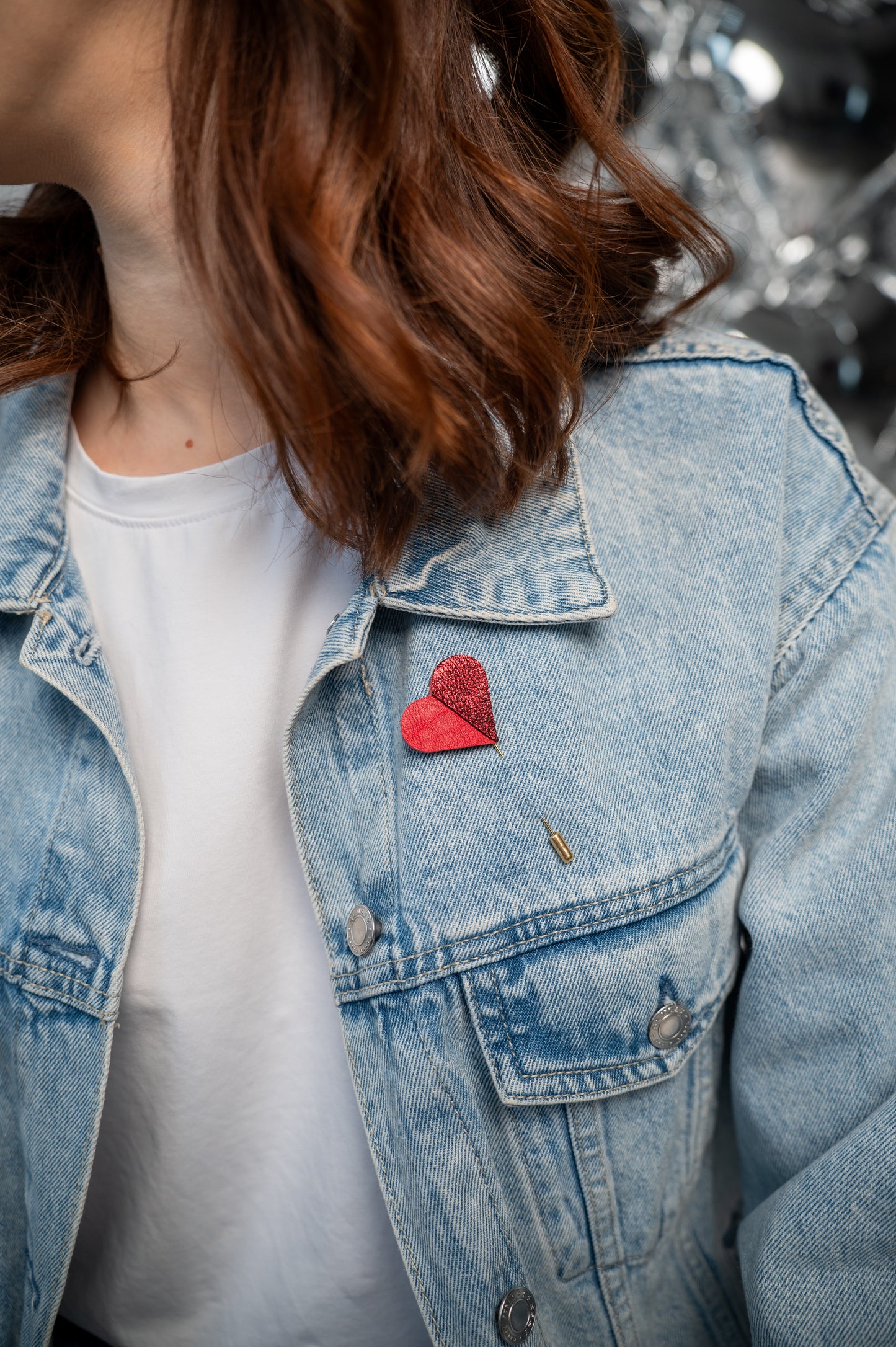 Heart brooch Red