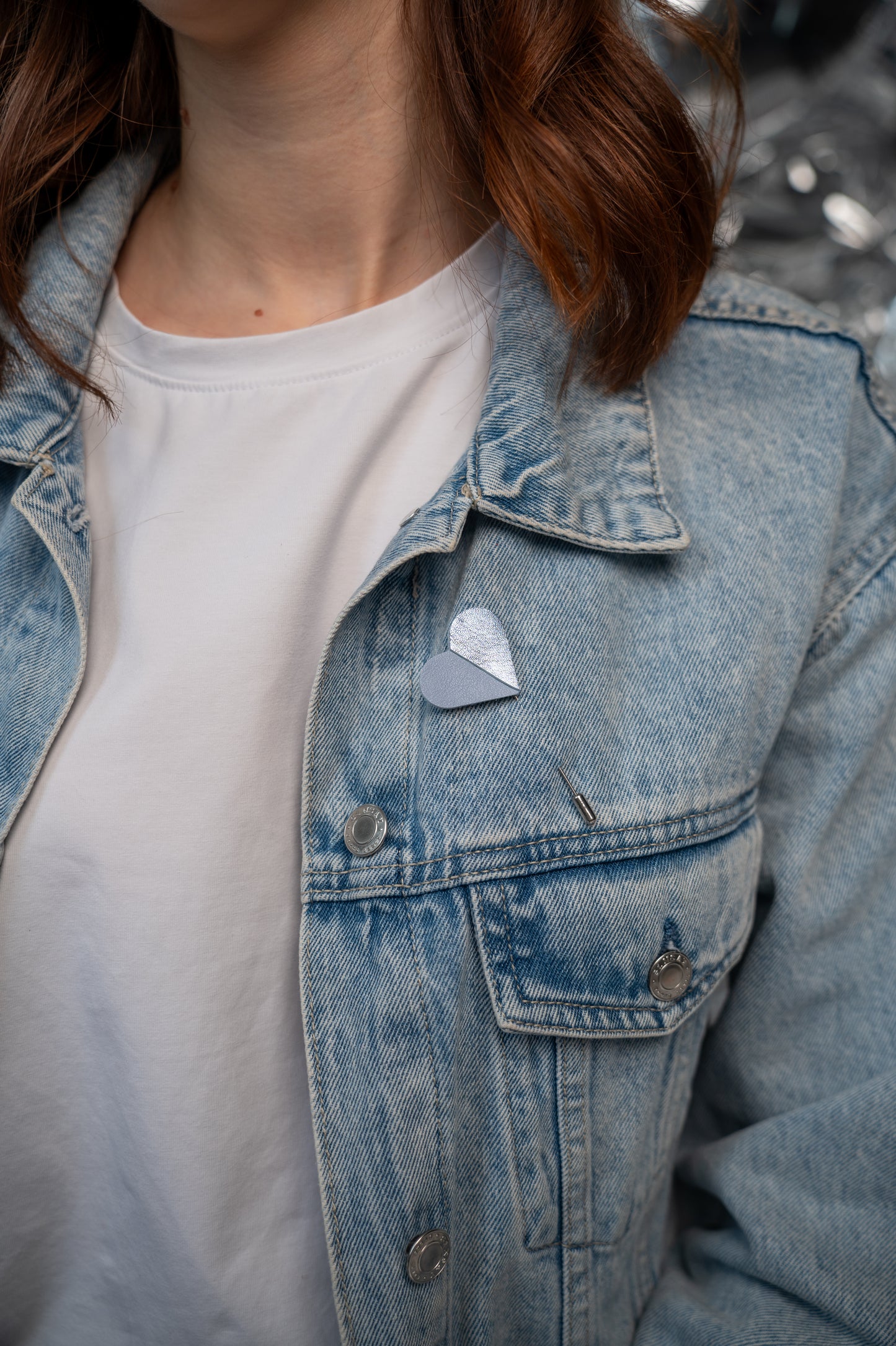 Heart brooch Sky blue