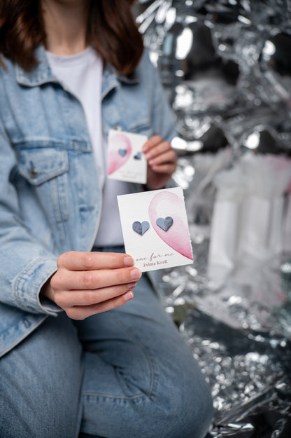 Heart earrings White silver