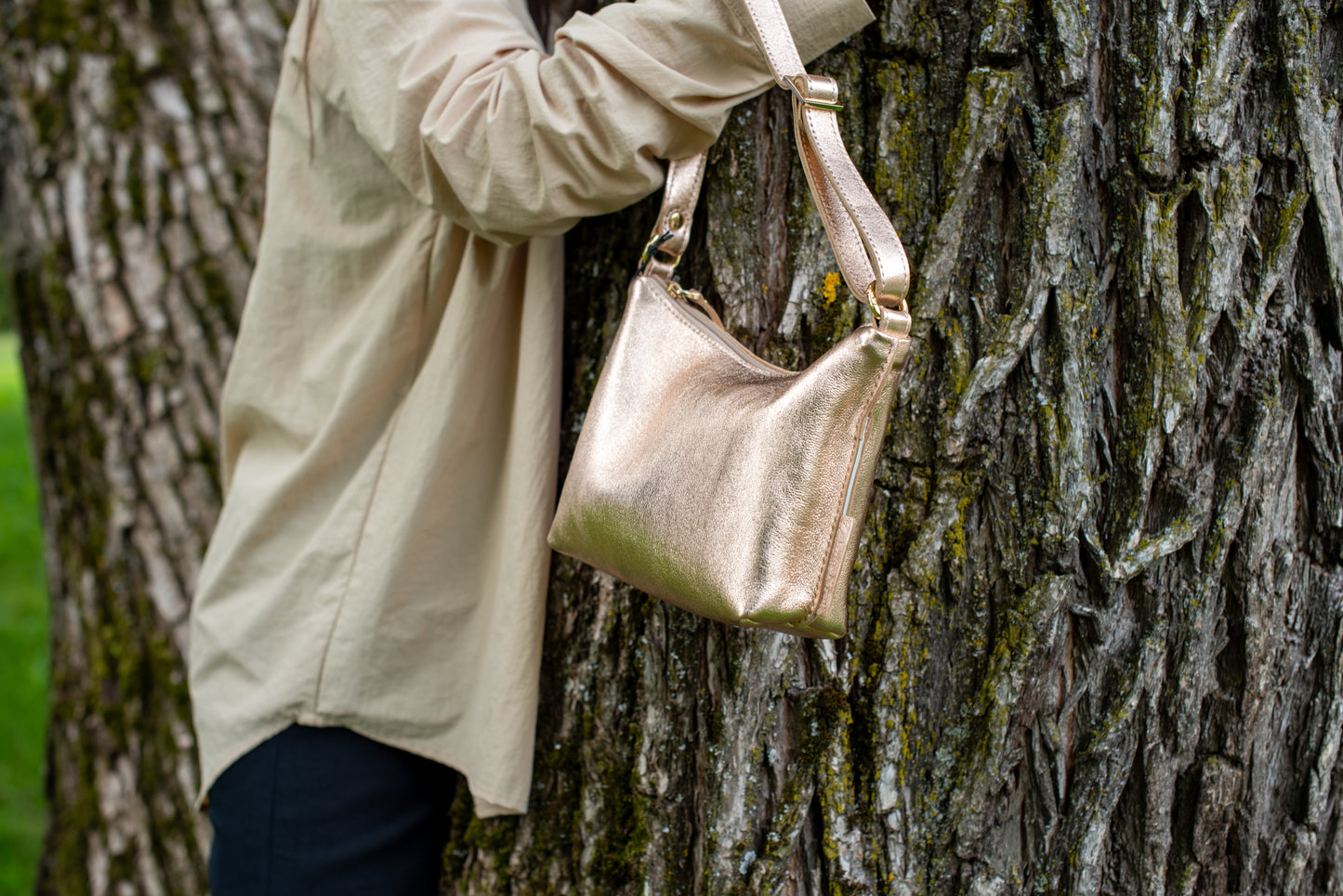 Hobo bag Metallic peach Small