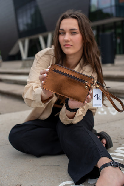 Wristlet wallet Metallic cinnamon