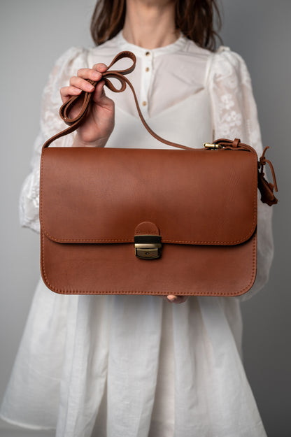 Saddle large bag Natural brown