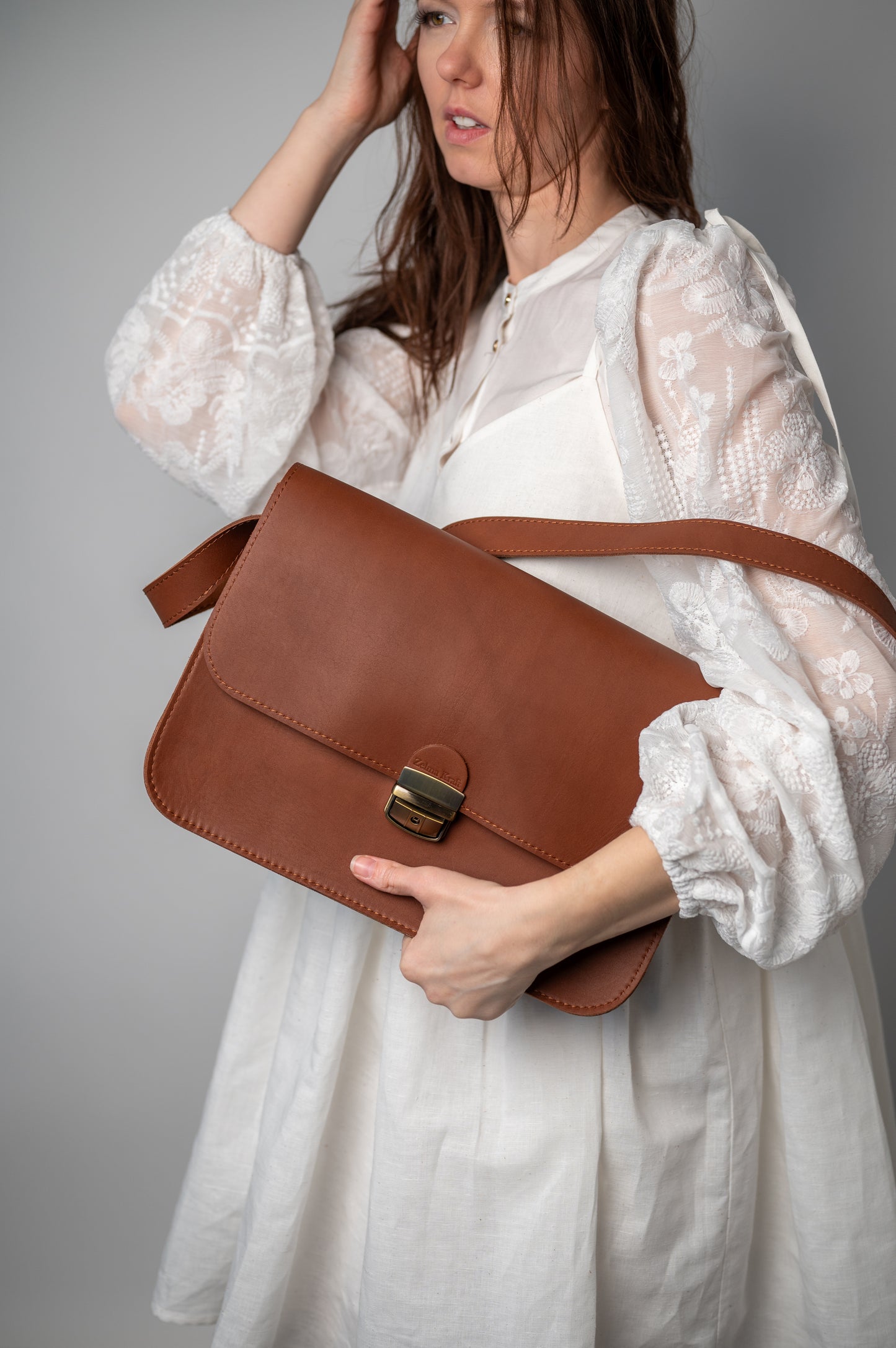 Saddle large bag Natural brown
