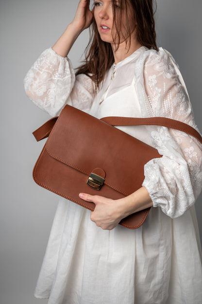 Saddle large bag Natural brown