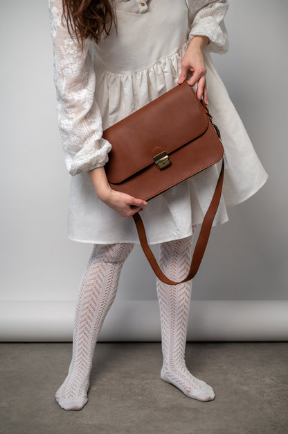 Saddle large bag Natural brown